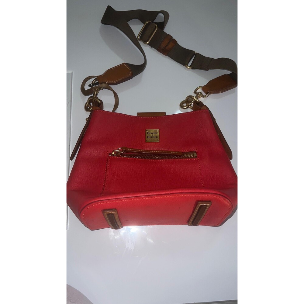 Dooney & Bourke Raleigh Roxy Red Italian Calfskin Leather Crossbody Shoulder Bag